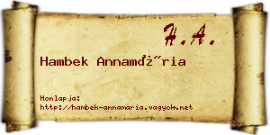 Hambek Annamária névjegykártya